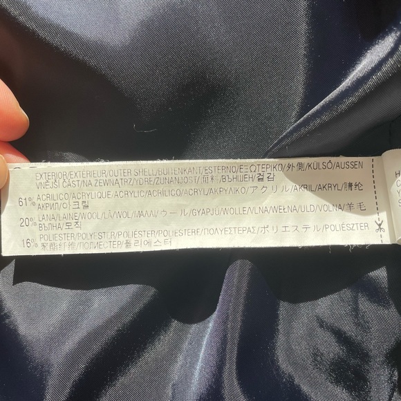 Zara Houndstooth Navy Wool Blend Coat - Picture 11 of 14